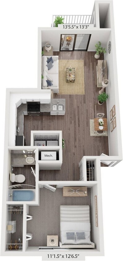 Floor Plan - One Bedroom Renovated