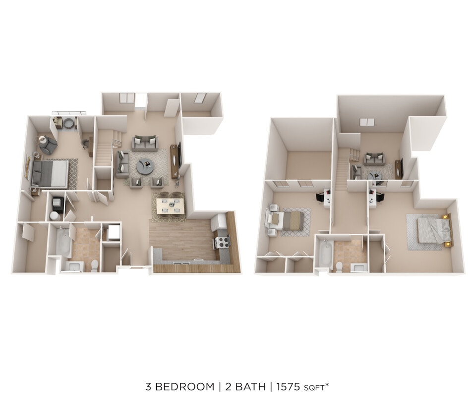 Floor Plan - Three Bedroom 2 Bath-1575 sqft