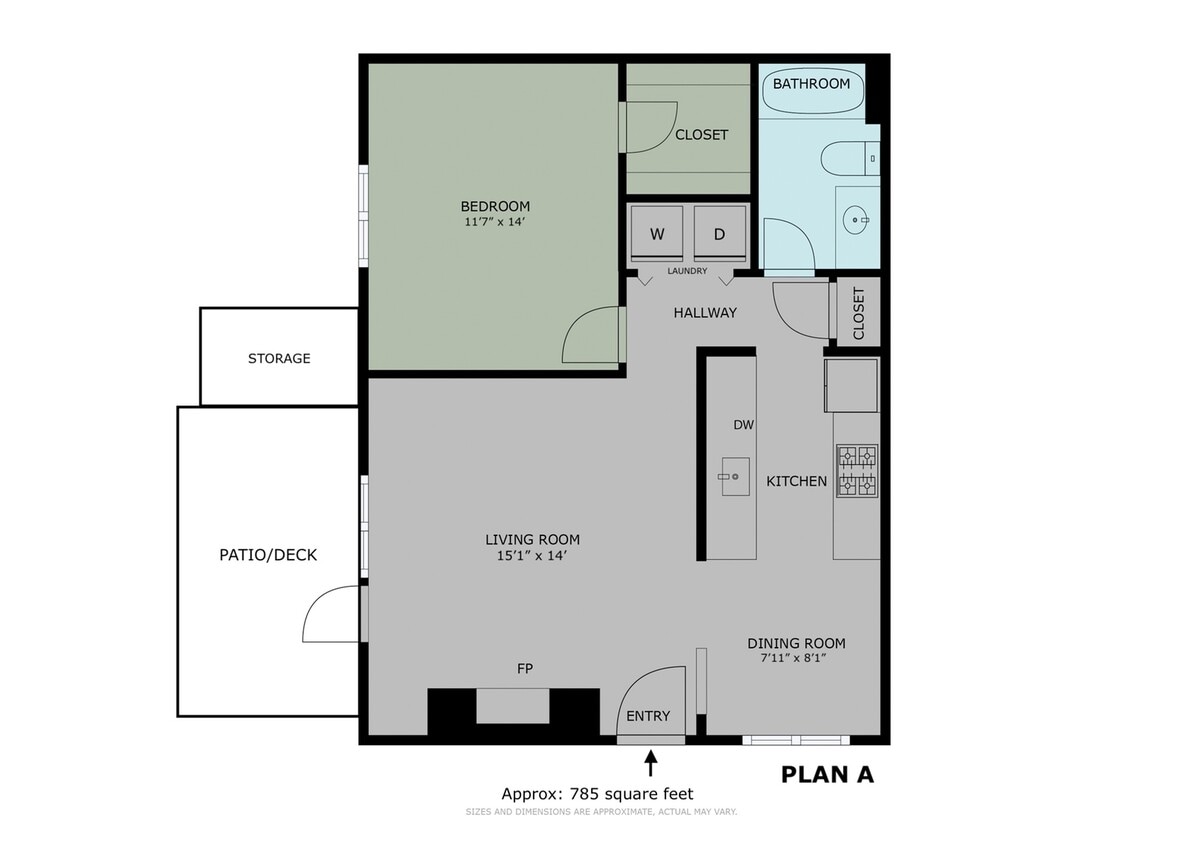 1 Bed/1 Bath - Plan A