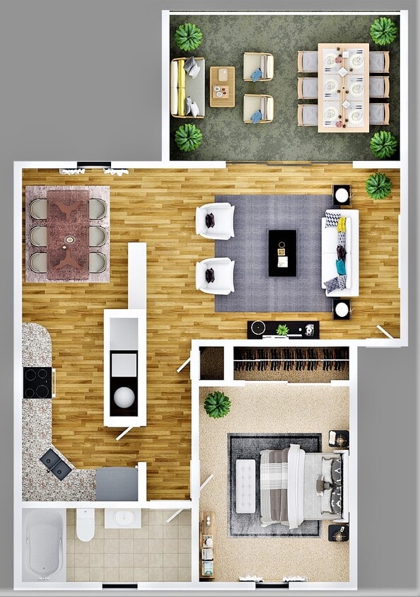Floor Plan - One Bedroom One Bath