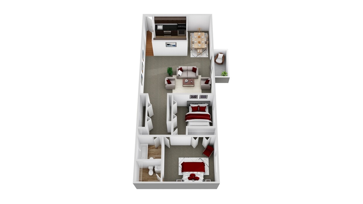 Floor Plan - 2 Bedroom, 1.5 Bath