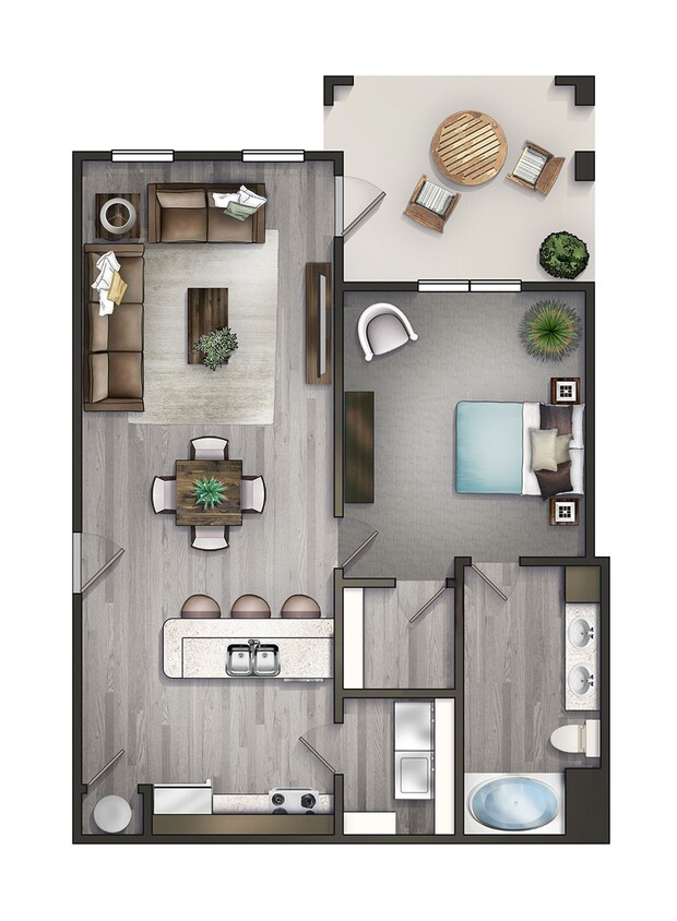 Floor Plan - A2 - 1/1 (LeConte Lodge - Corner)