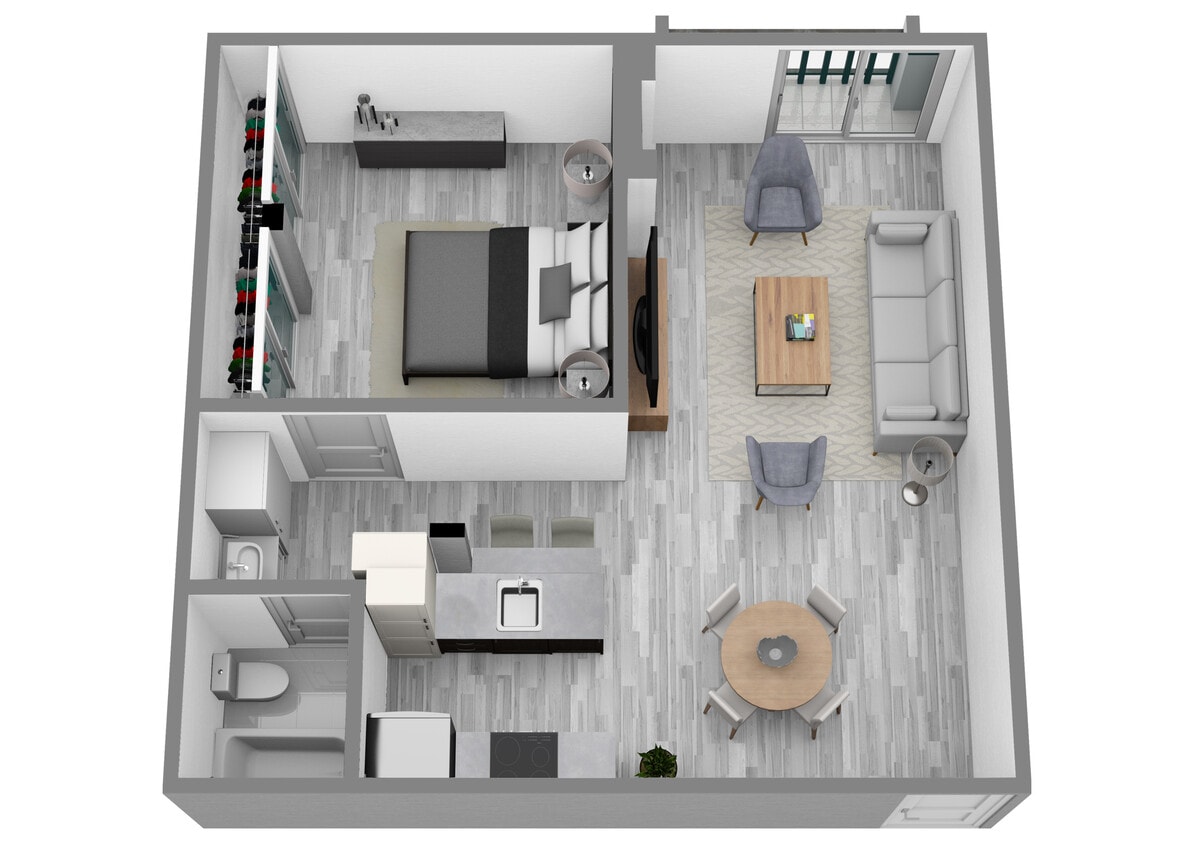 Floor Plan - 1 Bed 1 Bath