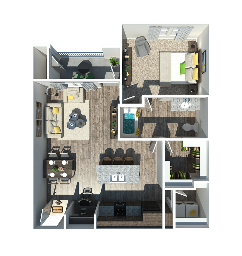 Floor Plan - The Winston 1 bedroom 1 bathroom