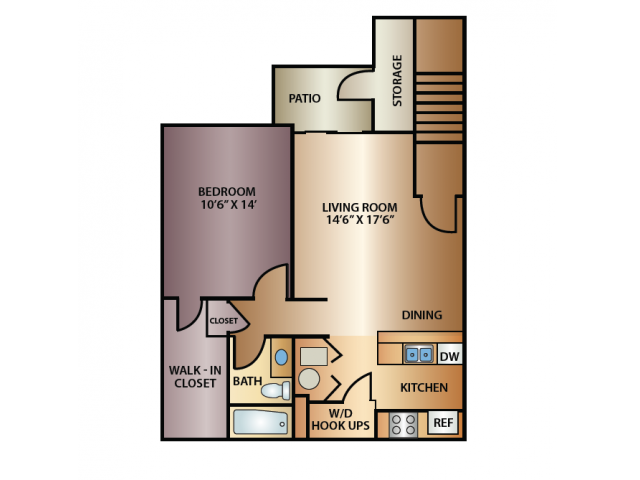 Bay 1 Bed Floor Plan - Bay