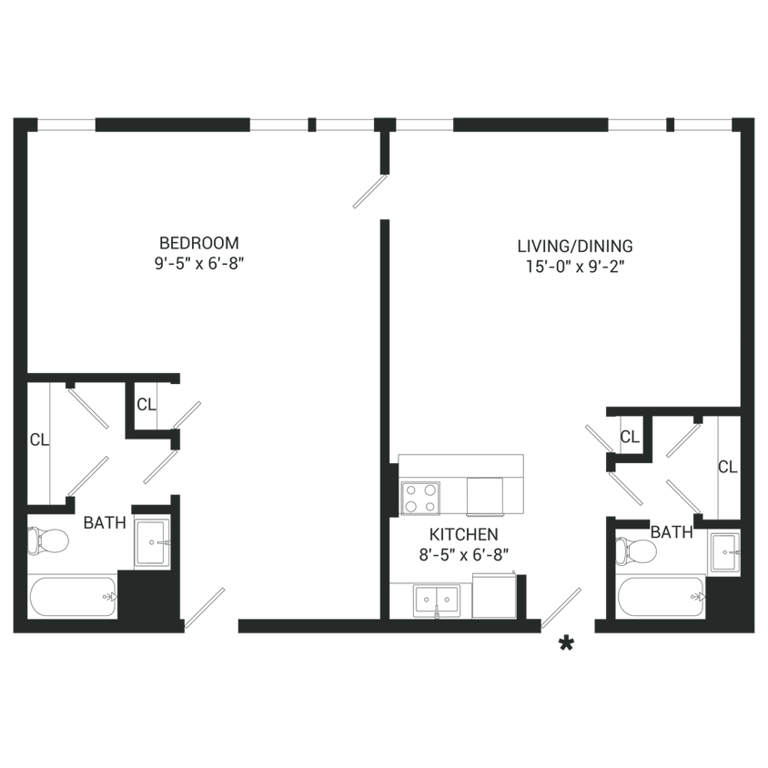 Floor Plan - One Bedroom Suite
