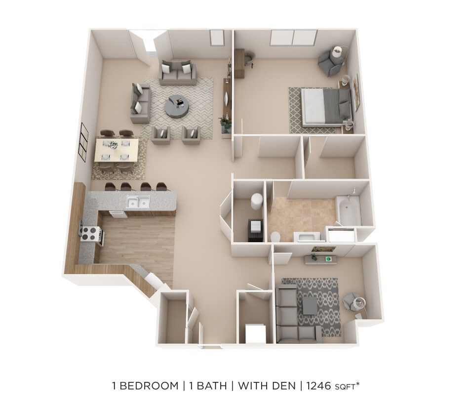 Floor Plan - One Bedroom- 1,246 sqft