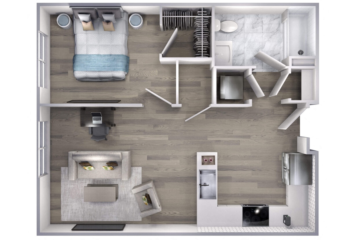 Floor Plan - Avenue F | 1 Bed/1 Bath-A6