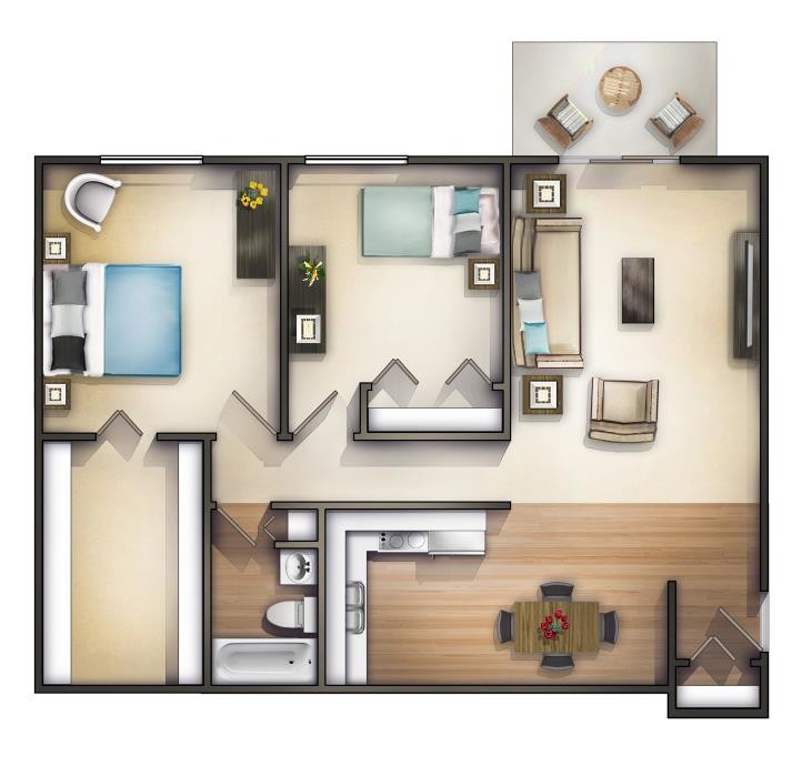 Floor Plan - 2x1 840