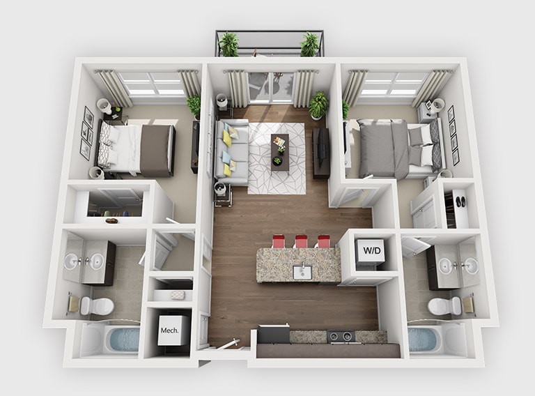 Floor Plan - 2 Bed 2 Bath (C1)