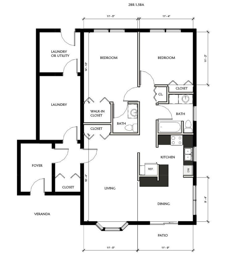 2 Bedroom Condo Floorplan - 2 Bedroom- Condo