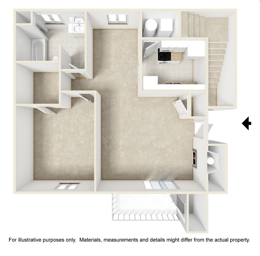 1BR/1BA - 1 Bed 1 Bath B