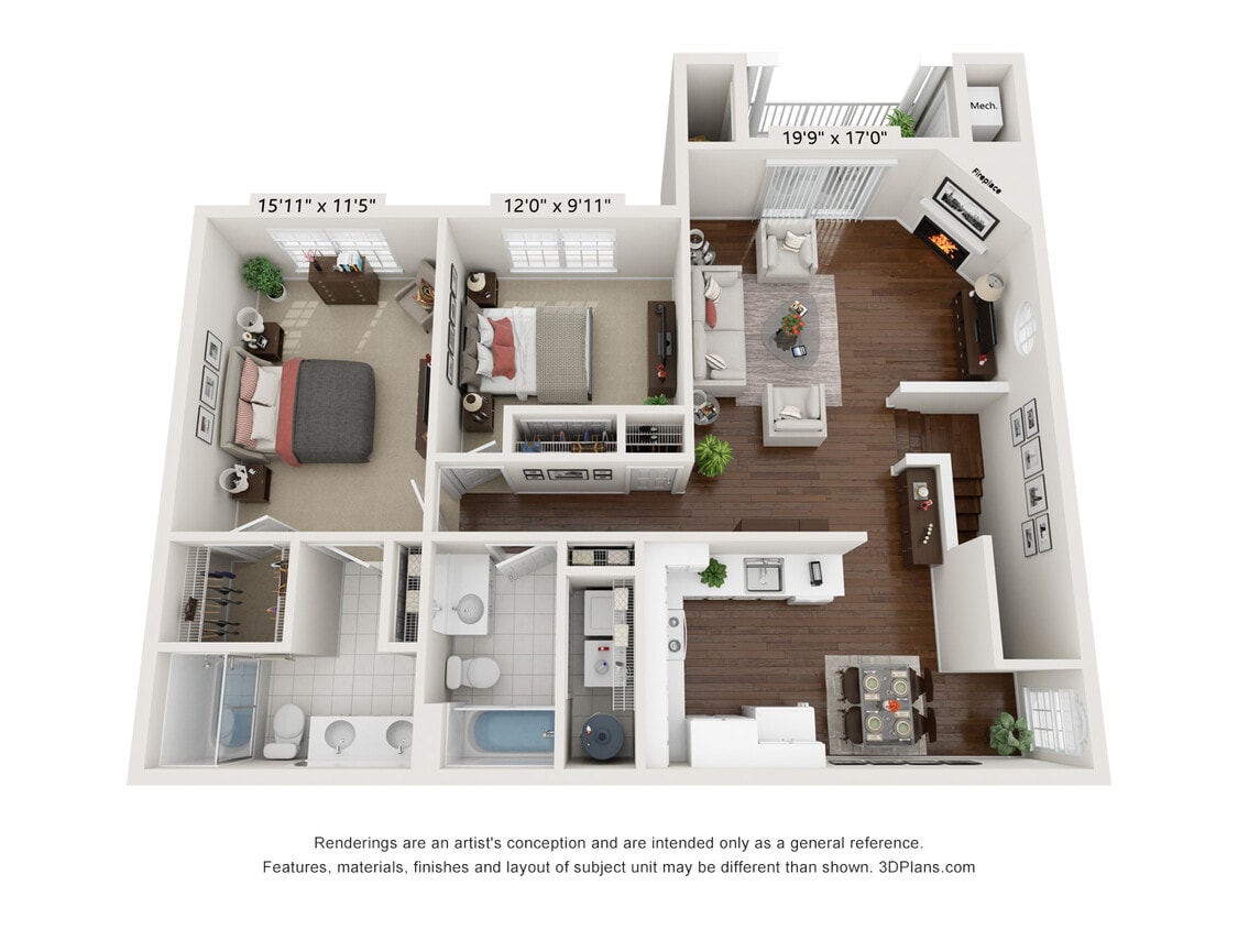 Floor Plan - 2BR 2nd Floor H1