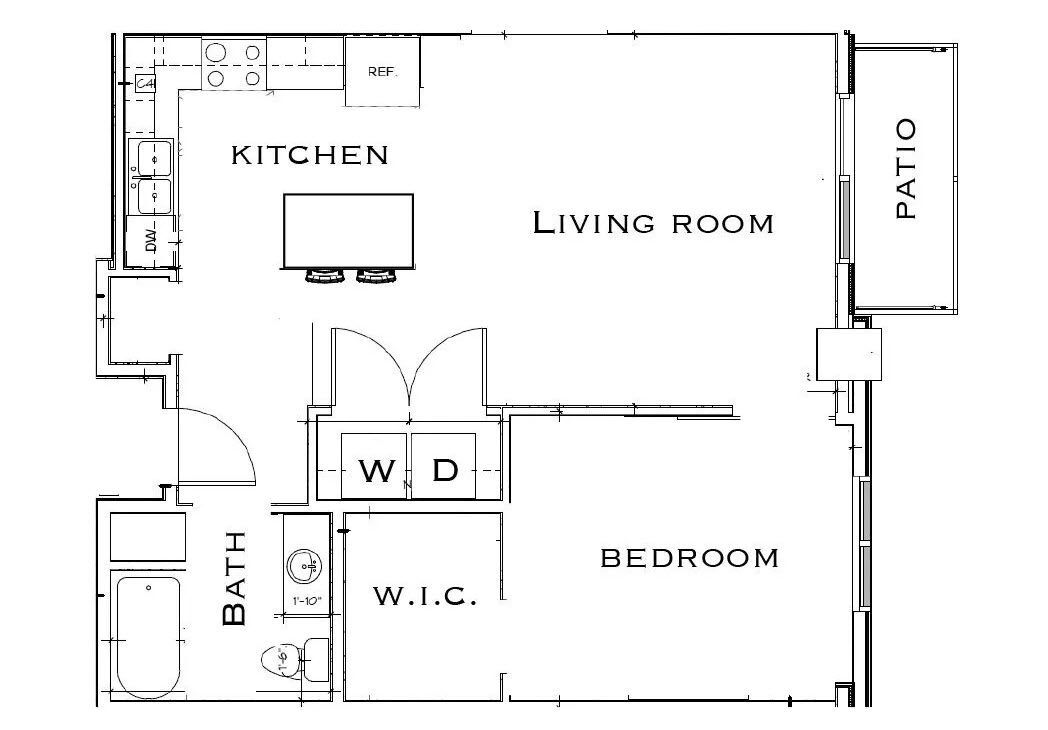 Floor Plan - 1 Bed 1 Bath