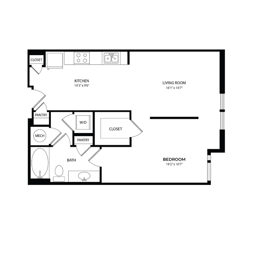 Floor Plan - Studio, 1 Bath 675 SF S4