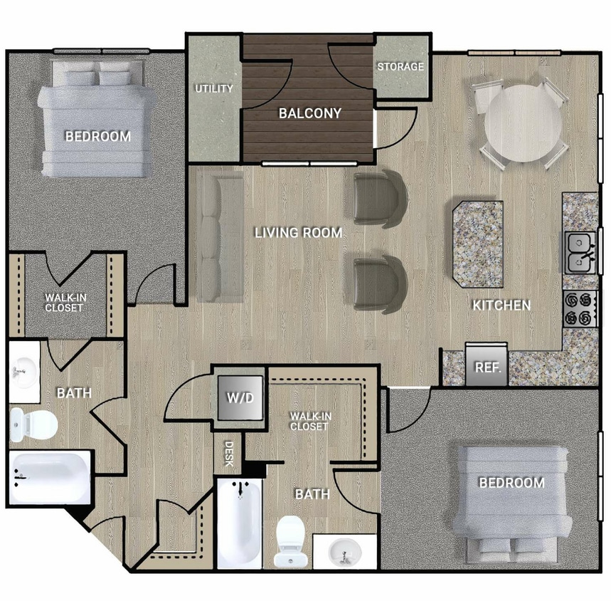 Cherry (B2) - 2 Bedroom, 2 Bathroom