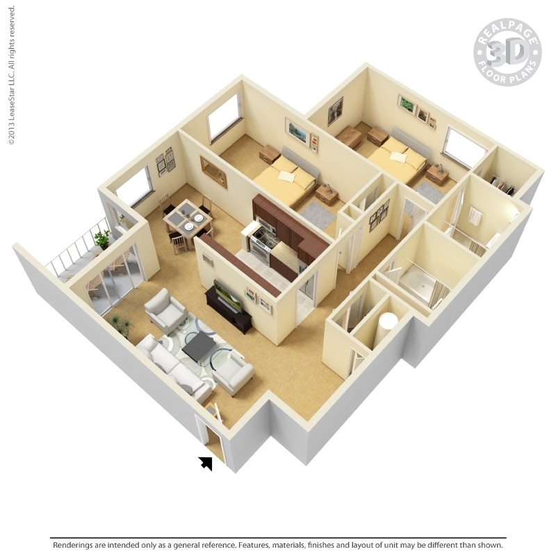 Floor Plan - 2 Bedroom B Handicap