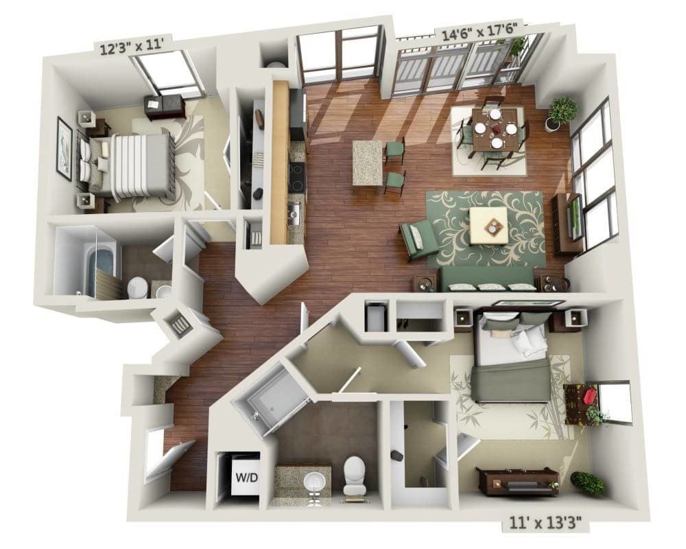 Floor Plan - Two Bedroom B2G