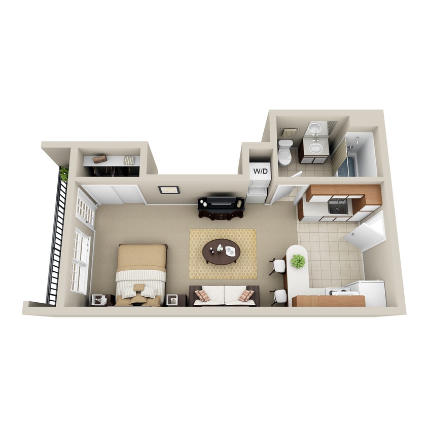 Floor Plan - Studio w/Balcony - Classic