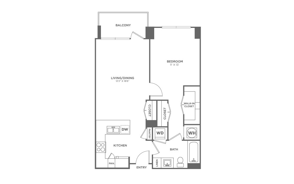 One Bedroom One Bath (747 SF) - One Bedroom One Bath (747 SF)