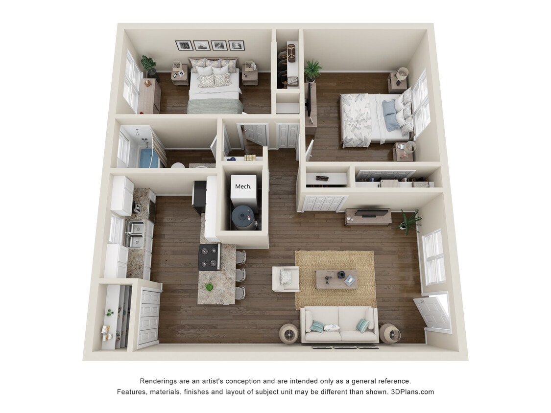 Floor Plan - 2 Bedroom, 1 Bathroom