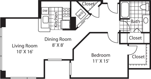 Floor Plan - One Bedroom 856
