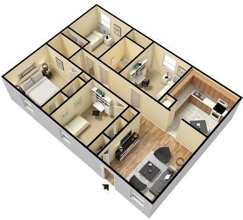Floor Plan - 4BR - 1BTH