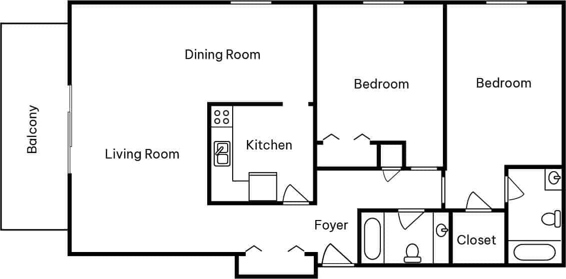 2 Bed 2 Bath End – A - 2 Bed 2 Bath End – A