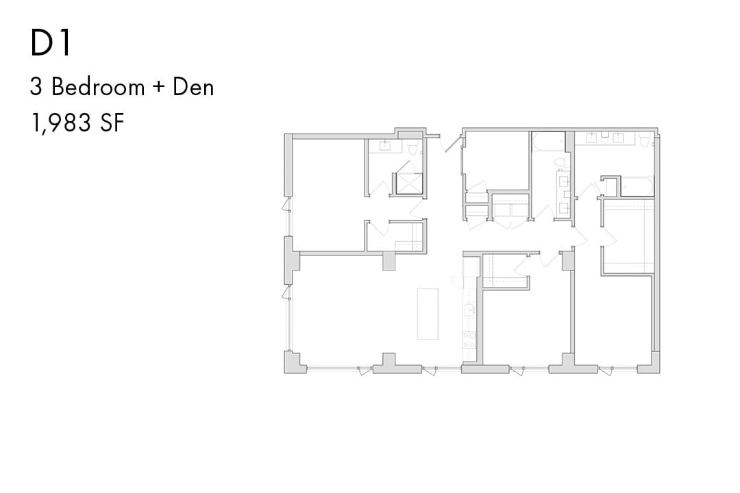 Floor Plan - D1 3 Bedroom Den