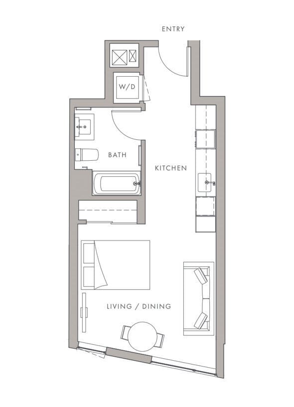 Floor Plan - 0BD, 1BTH S2