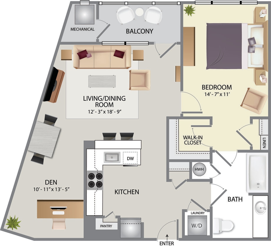 Floor Plan - 1-Den