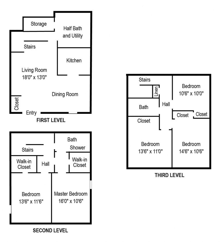 Floor Plan - 5BR 2BA TOWNHOME