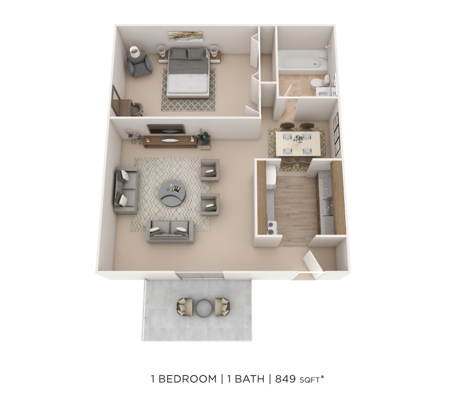 Floor Plan - One Bedroom- 849 sqft