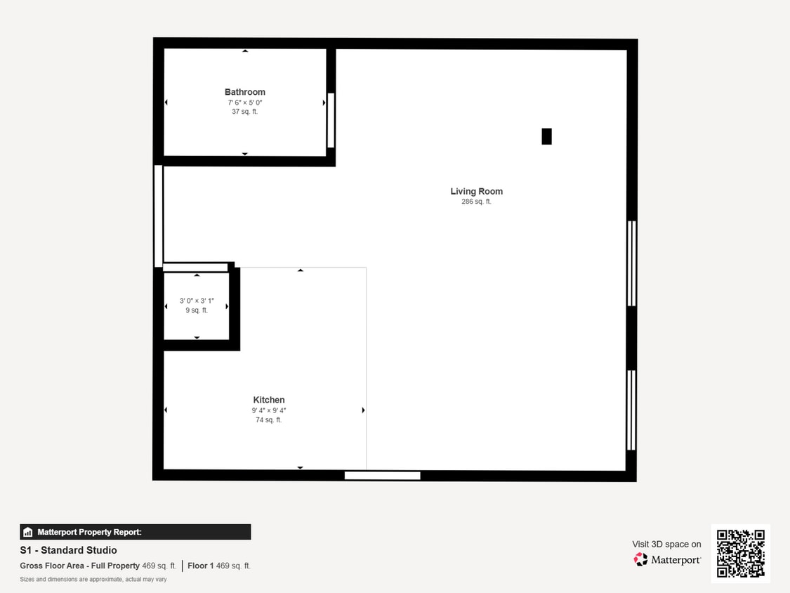 Floor Plan - S1 - Standard Studio (Pet Friendly)