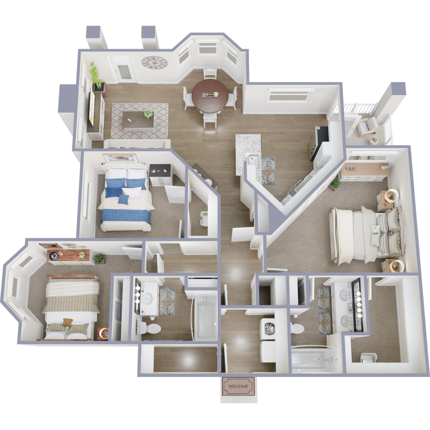 Floor Plan - C1 - 3 Bedroom 2 Bath