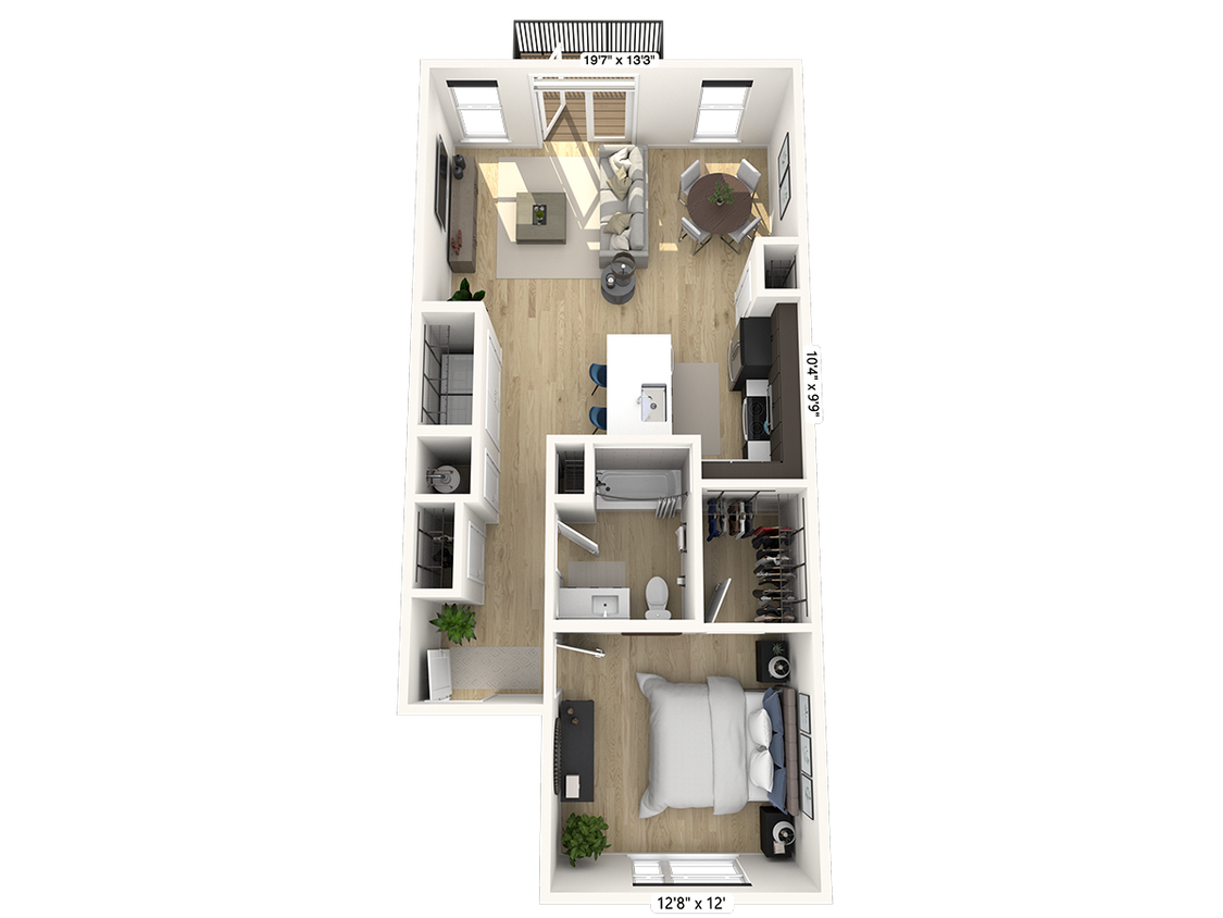 Floor Plan - A11 - 1 Bedroom 1 Bathroom