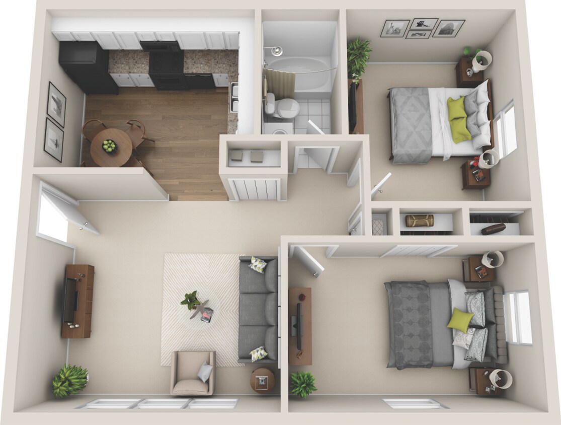 Floor Plan - 2 Bed 1 Bath Cottonwood Renovated