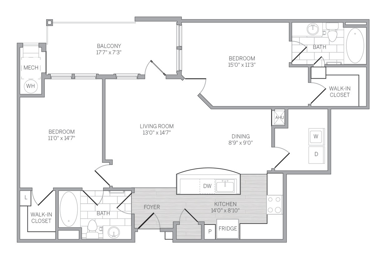 Floor Plan - 2-Bedroom Unfurnished