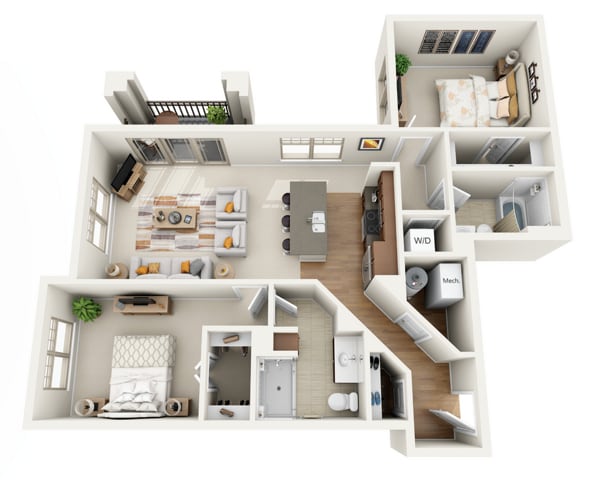 Floor Plan 2G | Wells Street Station | Apartments in Delafield, WI - 2G