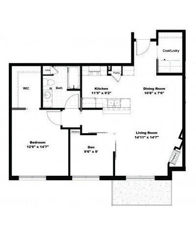 Floor Plan - 1 Bedroom 1 Bathroom with Den