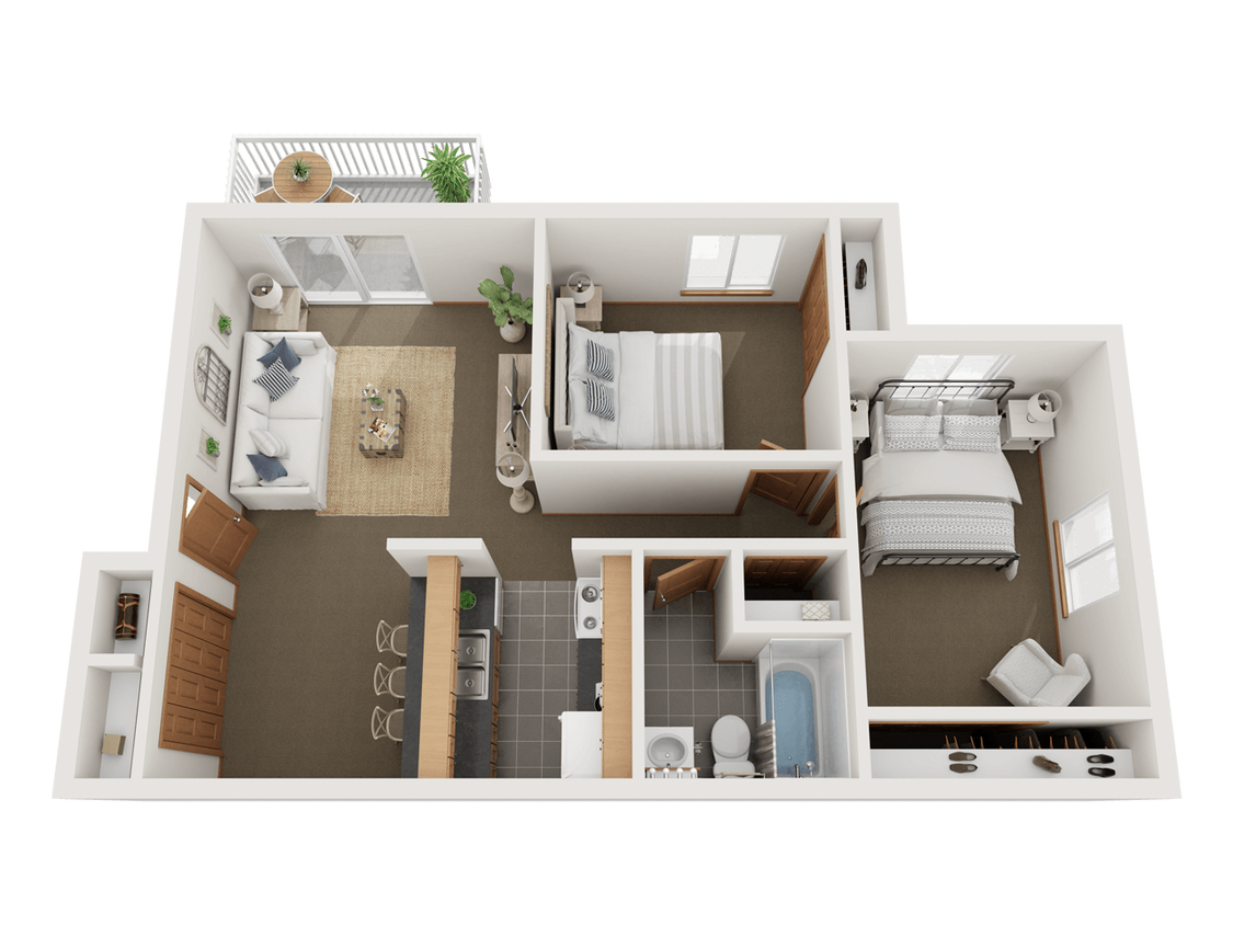 Floor Plan - Two Bedrooms