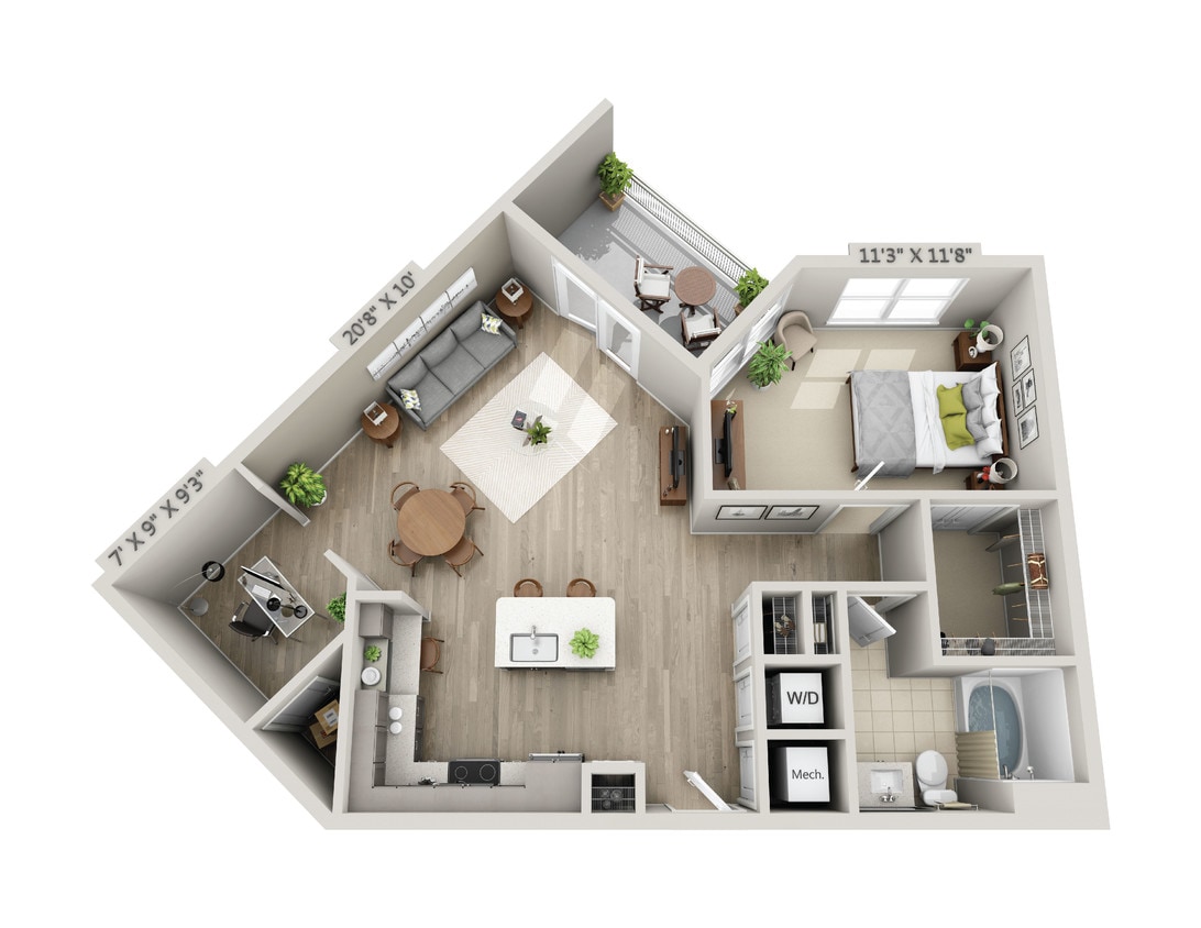 Floor Plan - B7 1 Bedroom 1 Bath