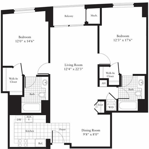 Floor Plan - 2 Bedrooms H