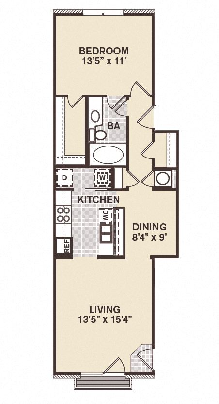 Floor Plan - 1B1B Jackson Sqr