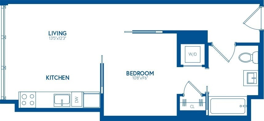 Floor Plan - 1 Bedroom, 1 Bath - 510