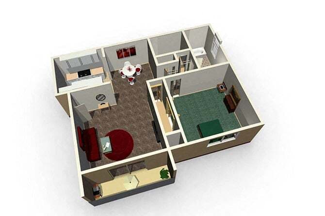 Floor Plan - 1 Bed | 1 Bath Deluxe One Bedroom