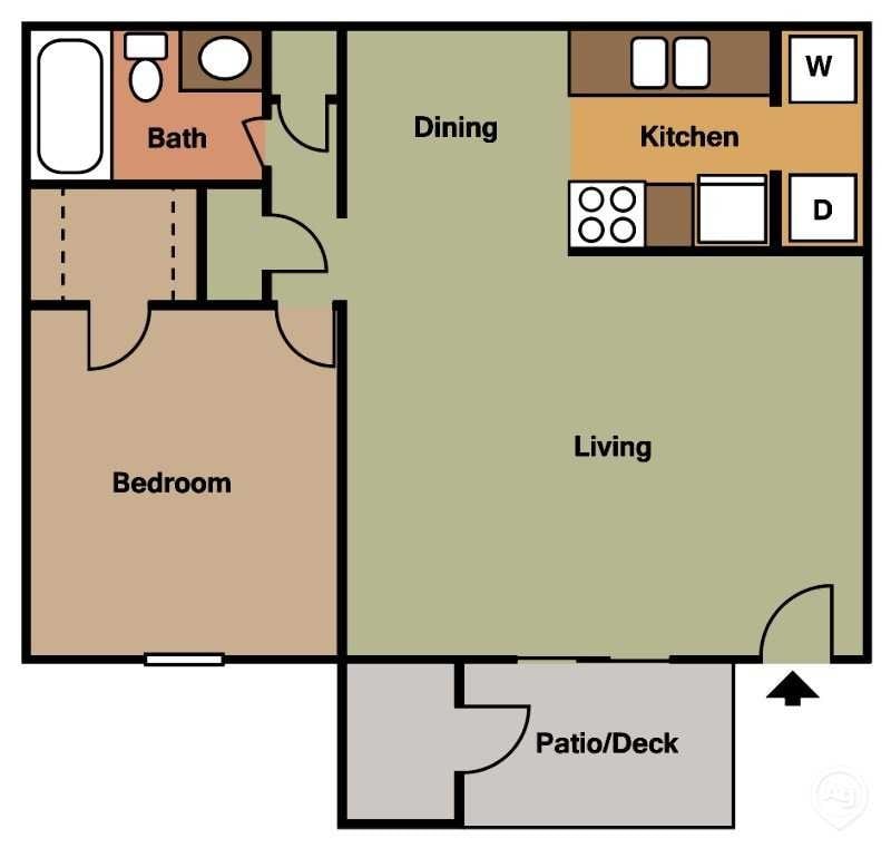 Floor Plan - Standard 1Bed - 1Bath