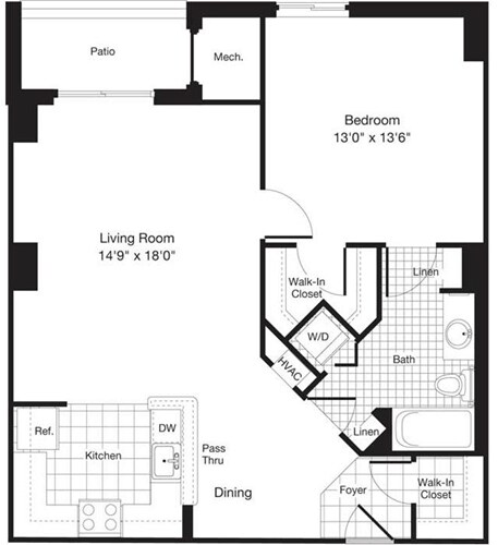 Floor Plan - 1 Bedroom W