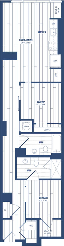Floor Plan - 2 Bed/2 Bath Junior-H-202