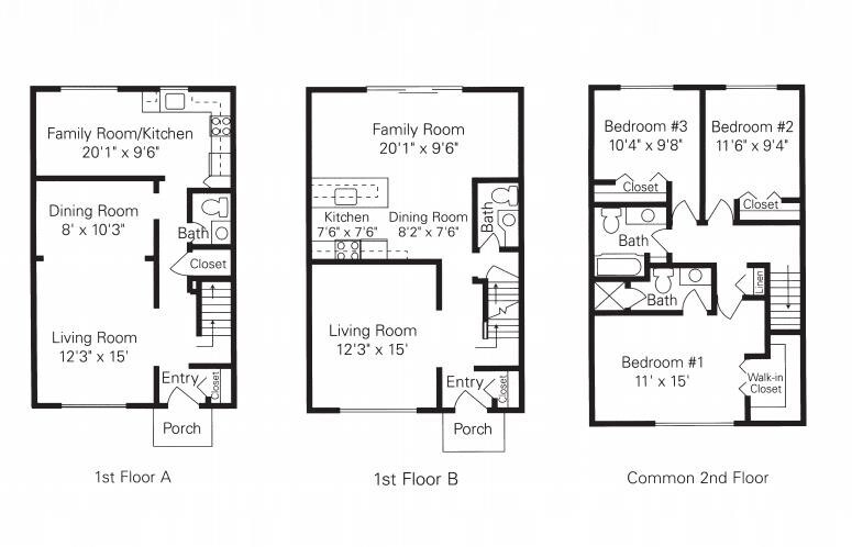 Floor Plan - 3 Bed / 2.5 Bath TH